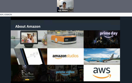 김기완 AWS 시니어 솔루션즈 아키텍트 매니저가 15일 온라인 기술 교육 세션을 통해 AWS 클라우드가 제공하는 혜택과 이를 활용한 기업의 성공 사례를 소개하고 있다. AWS 제공